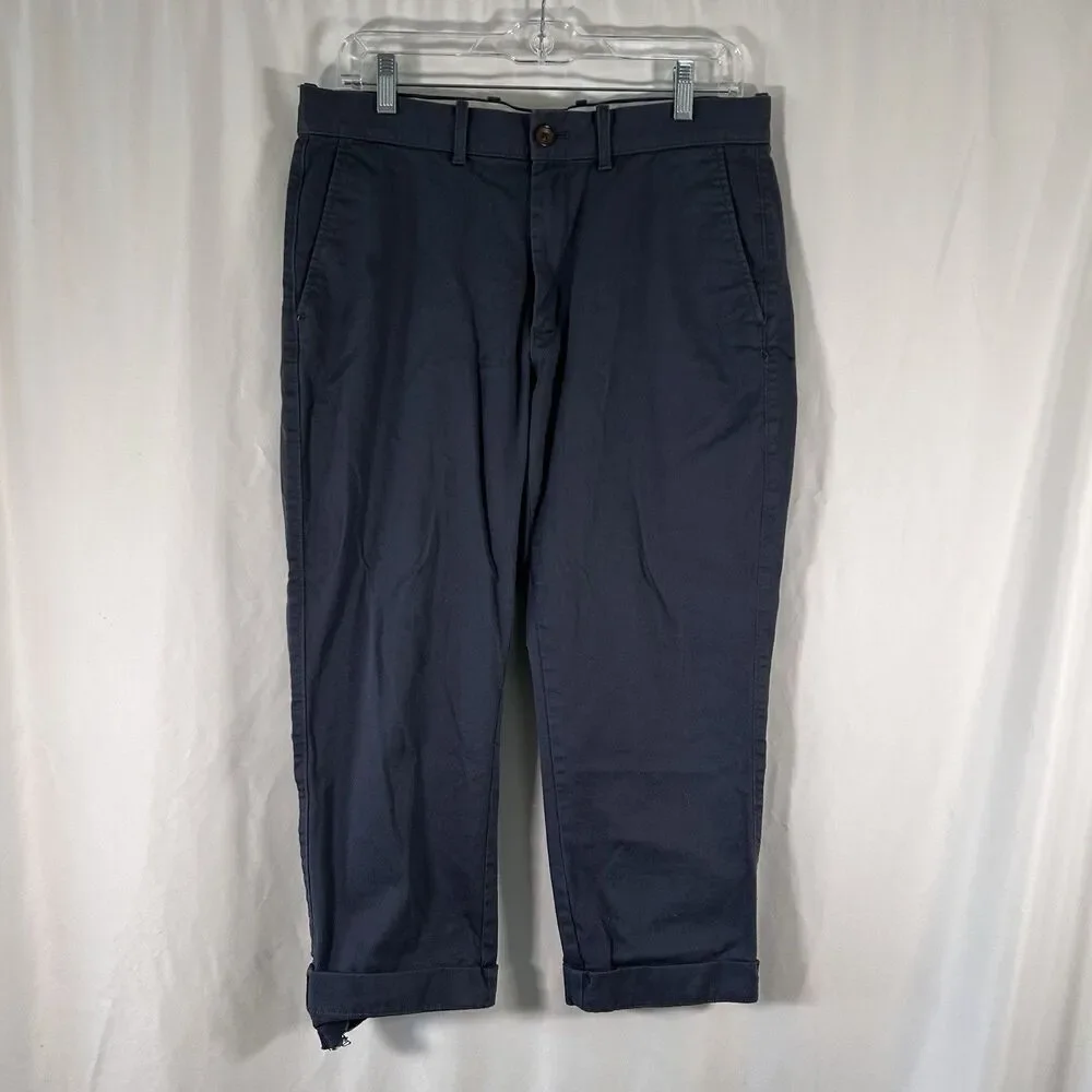 J. Crew Flex Pants Men's 31 Chino Cropped Straight Pockets Rolled Cuff